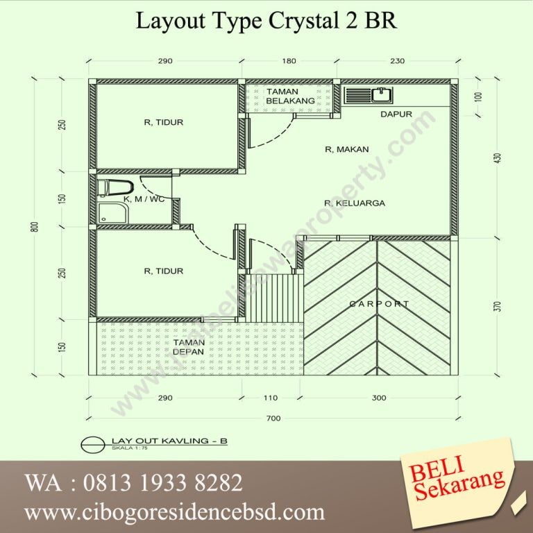 Cibogo Residence Layout Type Crystal 2 BR - Jual Beli Sewa 